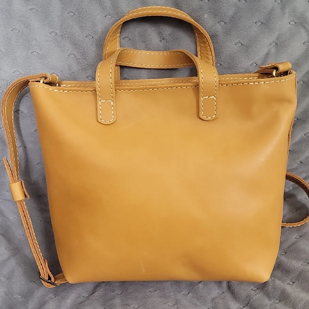 Portland Leather Goods Mini Cb Zip Tote In Sunflower - Picture 2 of 8